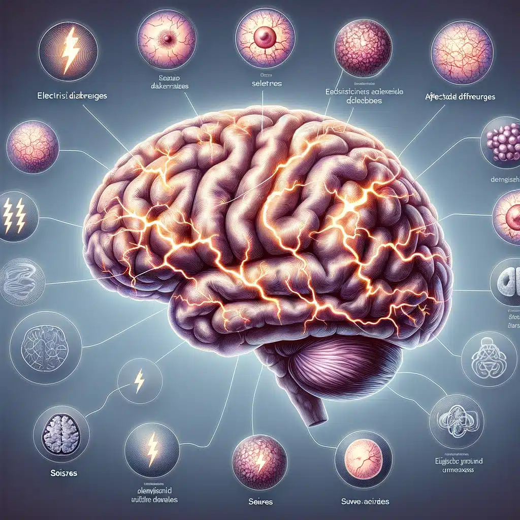 Εικόνα εγκεφάλου με επισημασμένες τις περιοχές που επηρεάζονται από την επιληψία